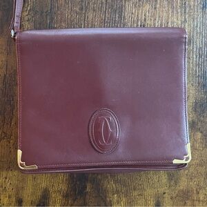 Cartier Burgundy Large leather wristlet